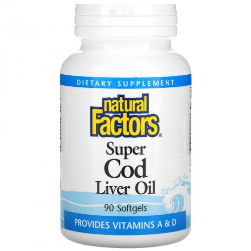 Natural Factors, супержир печени трески, 90 мягких таблеток Natural Factors, супержир печени трески, 90 мягких таблеток